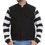 VEST M DENIM STRIPED SLEEVE CC