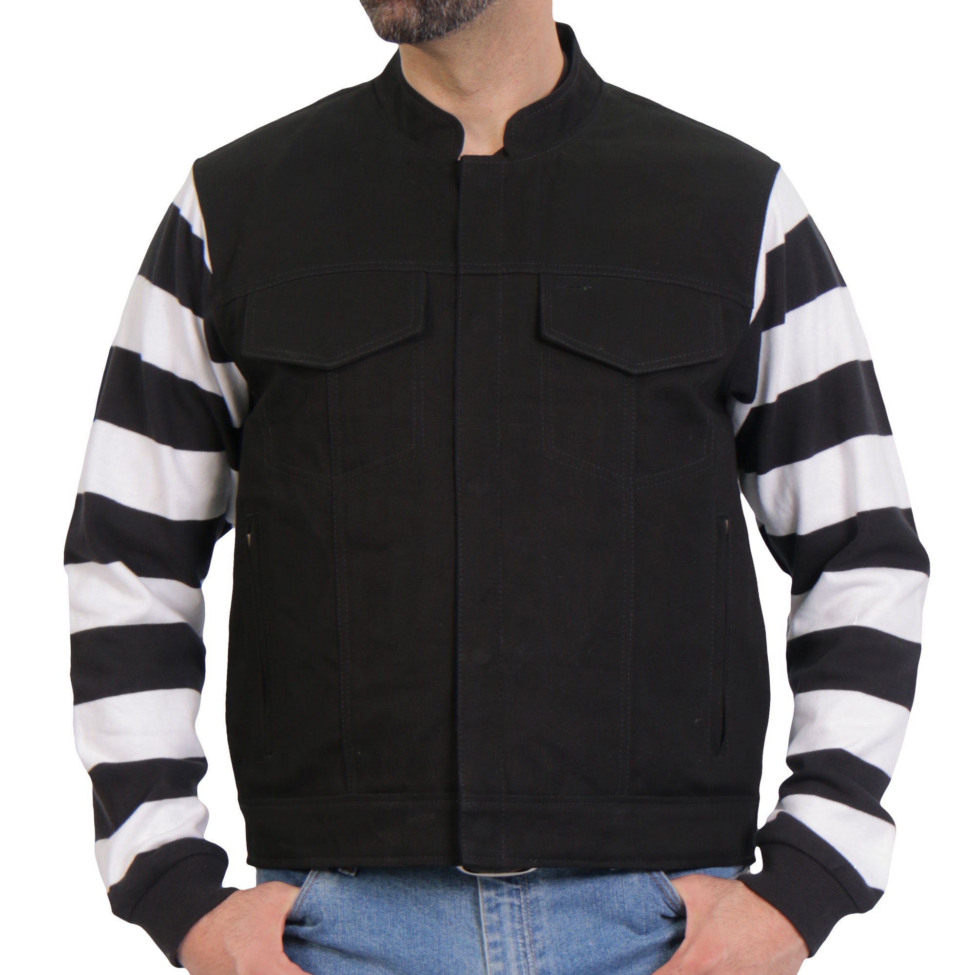 VEST M DENIM STRIPED SLEEVE CC