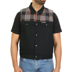 Hot Leathers Men’s Denim and Flannel Conceal Carry Vest