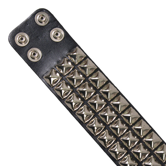 Hot Leathers WBA1001 3-Row Pyramid Stud Wrist Band