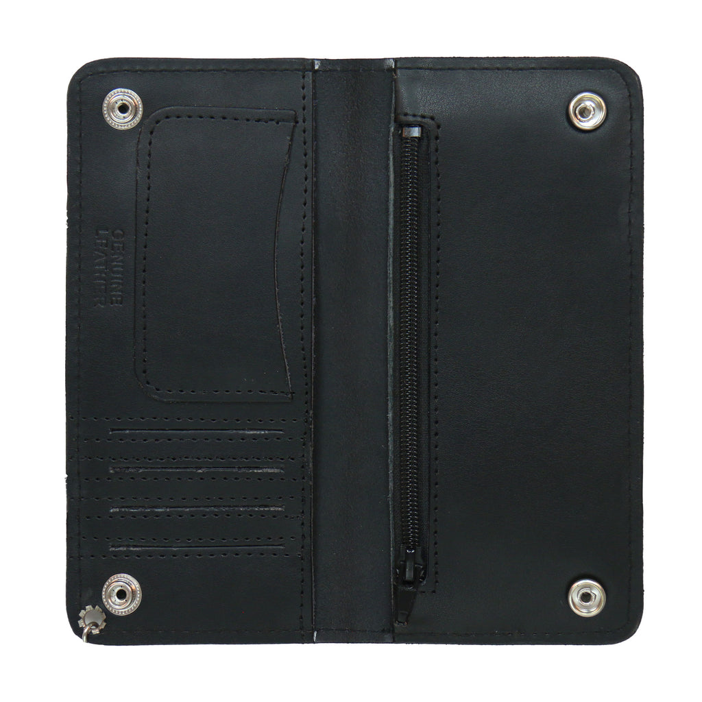 Hot Leathers WLC2201 Double Fold 4 Pocket Leather Wallet with Chain