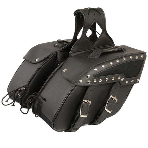 X-658-01 Leather Medium Zip-Off PVC Slanted Throw Over Saddlebags - N/A