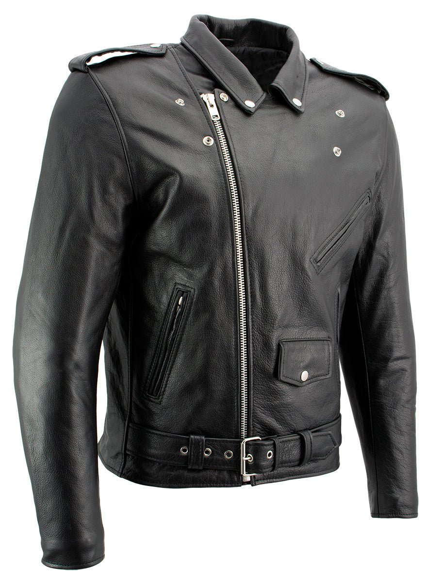 Xelement B7100 Men's 'Classic' Black TOP GRADE Leather Motorcycle Biker Jacket