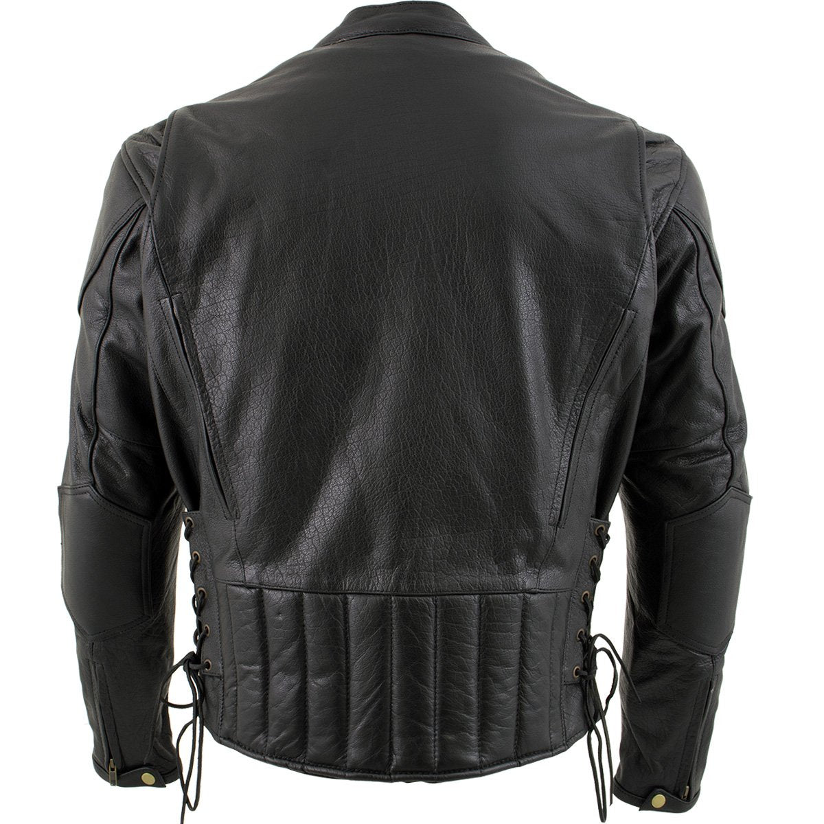 Xelement B7201 Men's 'Speedster' Black Top Grade Leather Motorcycle Jacket with Zip-Out Lining