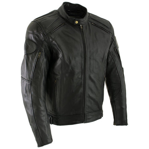 Xelement B7366 Men's 'Executioner' Black Leather Racer Jacket with X-A ...