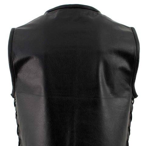 Xelement B95140 Men's 'Drifter' Black Advanced Collarless Leather Motorcycle Vest