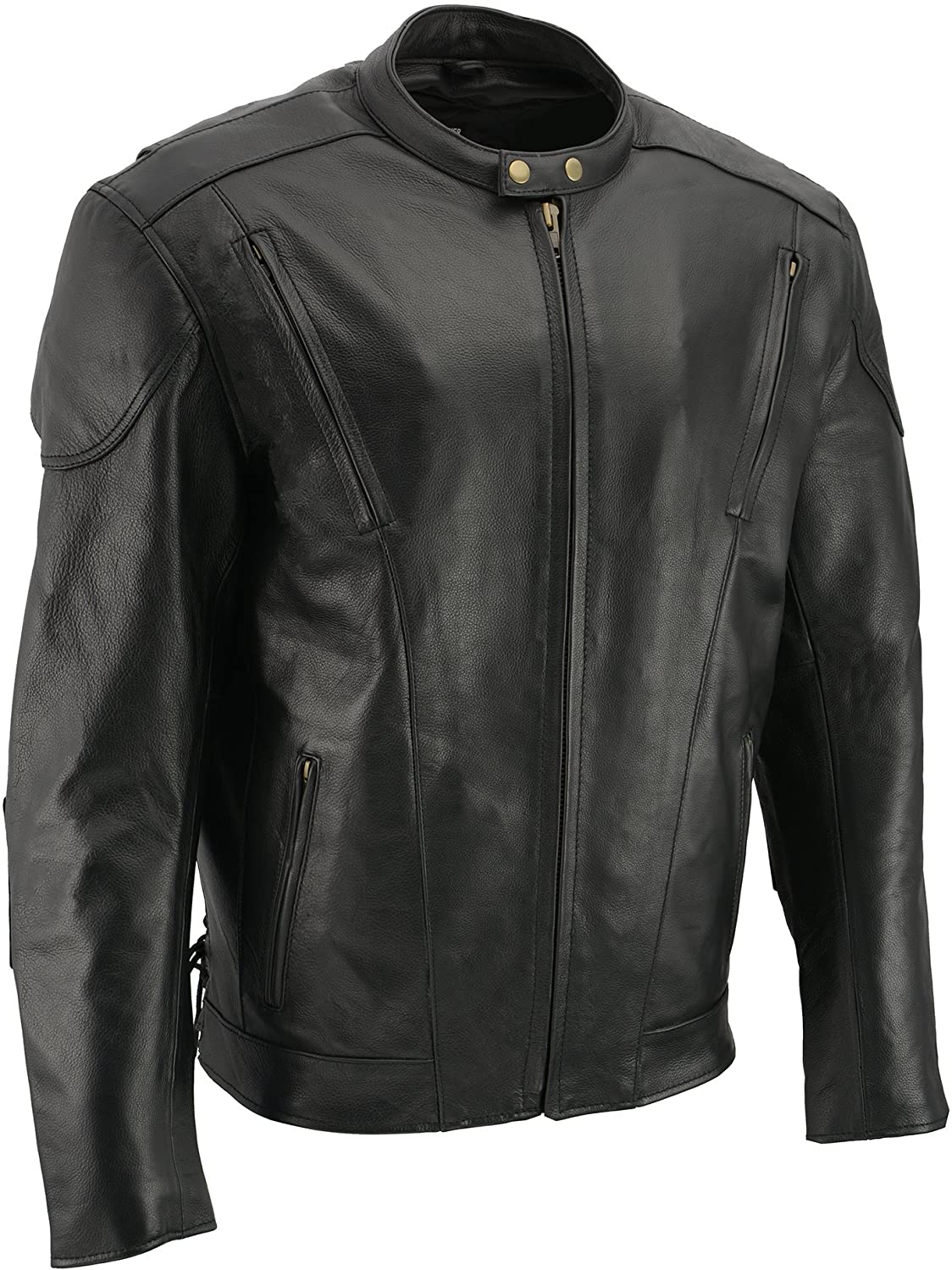 M-Boss Motorcycle Apparel BOS11510 Men’s ‘Speed’ Black Cowhide Motorcycle Leather Jacket