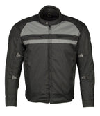 M Boss Motorcycle Apparel BOS11700 Black Men's Nylon Racer Jacket with Reflective Piping