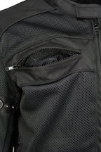 M Boss Motorcycle Apparel BOS11705 Men's Black Mesh and Nylon Racer Jacket with Armor