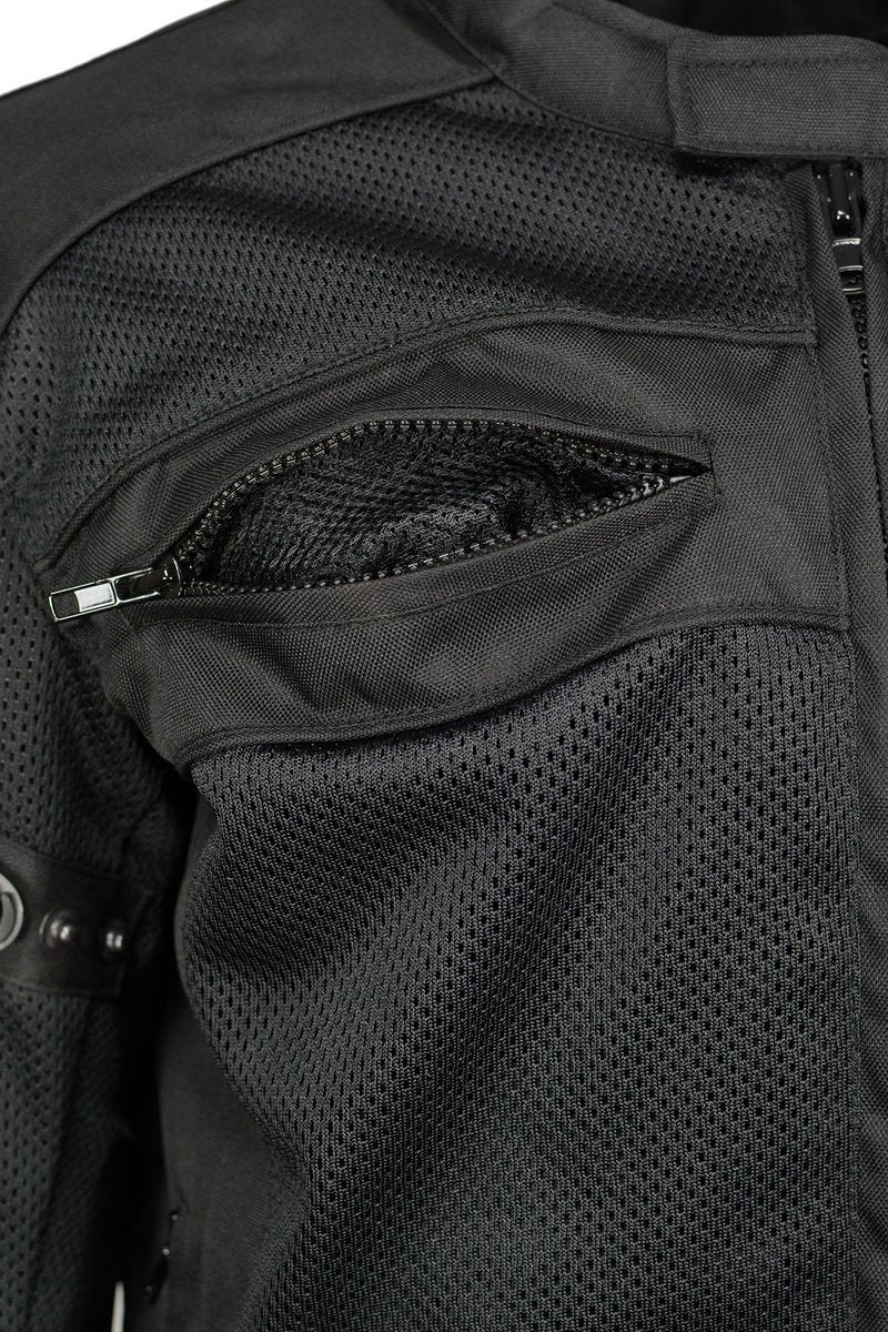 M Boss Motorcycle Apparel BOS11705 Men's Black Mesh and Nylon Racer Jacket with Armor
