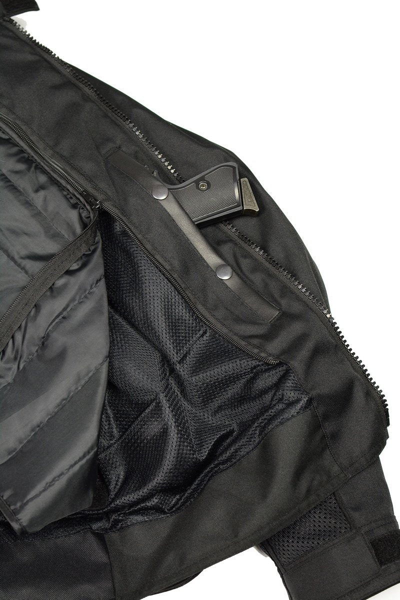 M Boss Motorcycle Apparel BOS11705 Men's Black Mesh and Nylon Racer Jacket with Armor