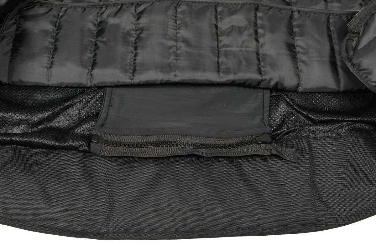 M Boss Motorcycle Apparel BOS11705 Men's Black Mesh and Nylon Racer Jacket with Armor