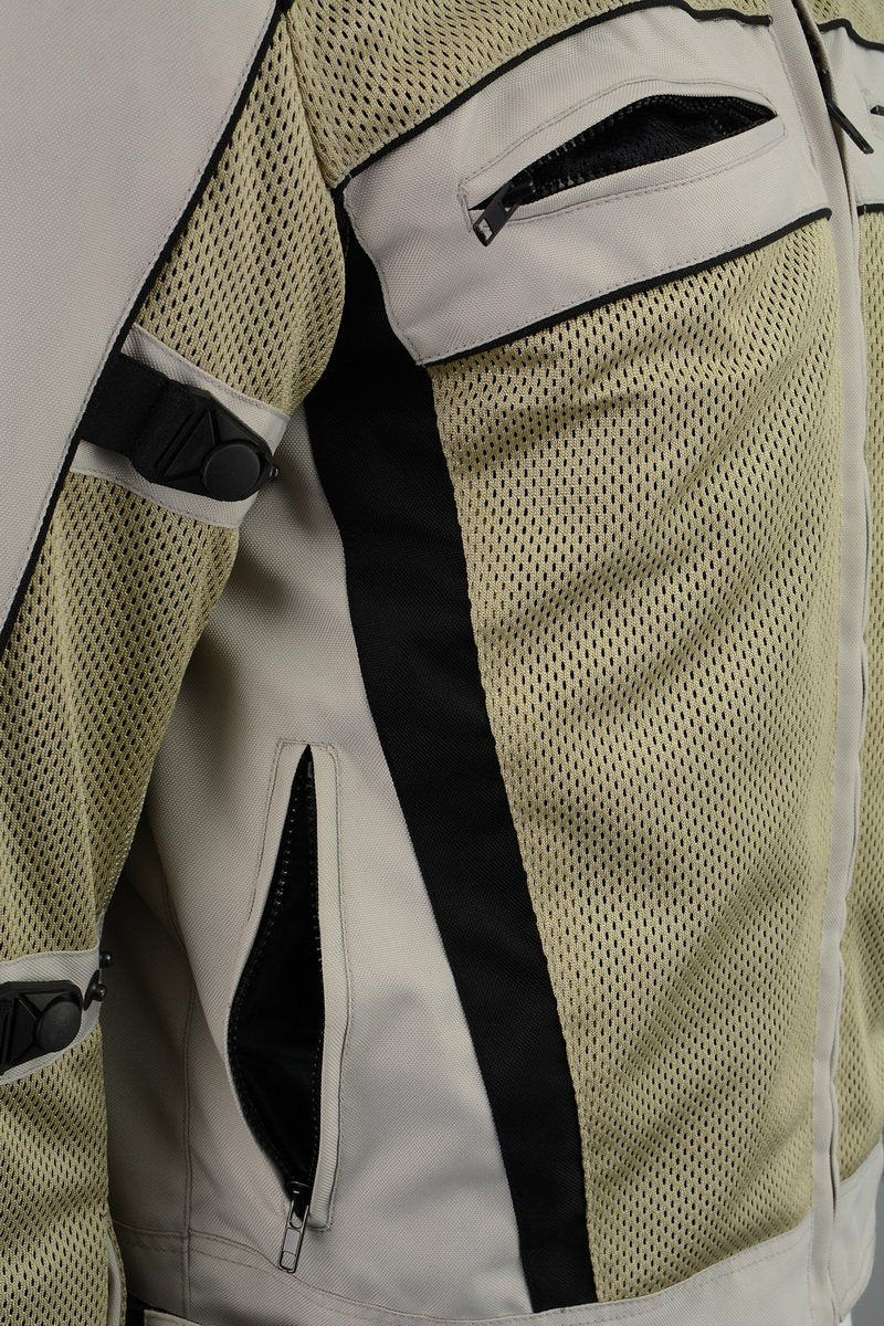 M Boss Motorcycle Apparel BOS11705 Men's Silver Mesh and Nylon Racer Jacket with Armor