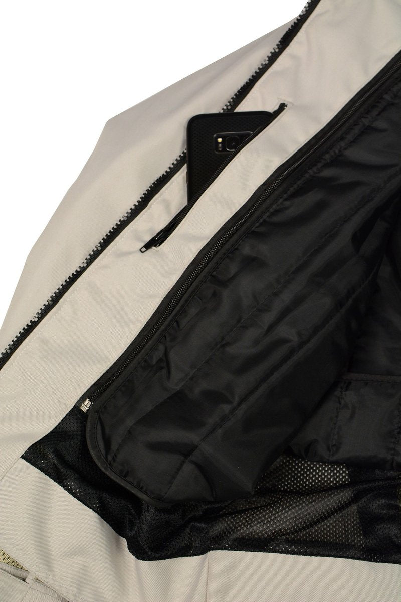 M Boss Motorcycle Apparel BOS11705 Men's Silver Mesh and Nylon Racer Jacket with Armor