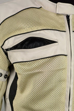 M Boss Motorcycle Apparel BOS11705 Men's Silver Mesh and Nylon Racer Jacket with Armor