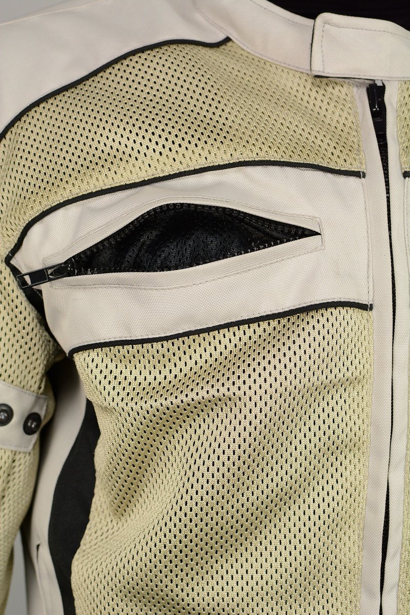 M Boss Motorcycle Apparel BOS11705 Men's Silver Mesh and Nylon Racer Jacket with Armor