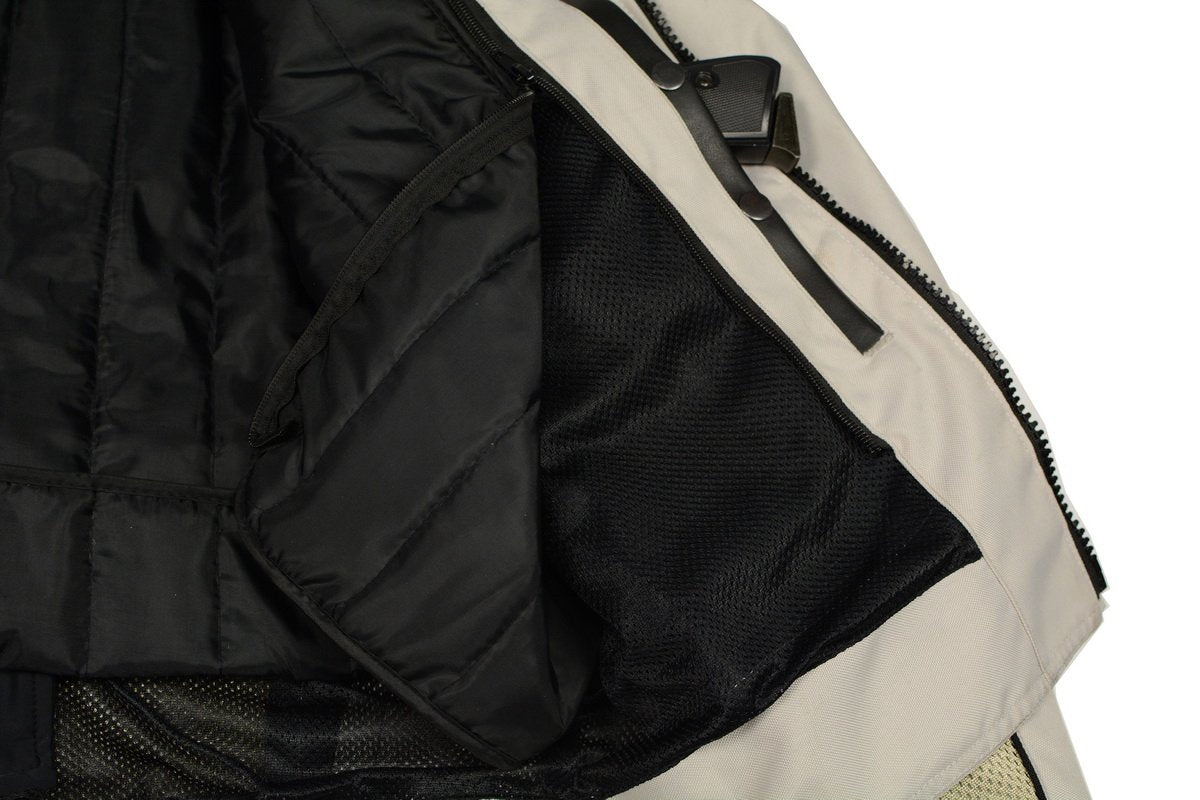 M Boss Motorcycle Apparel BOS11705 Men's Silver Mesh and Nylon Racer Jacket with Armor