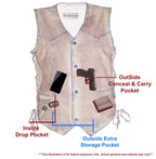 M Boss Motorcycle Apparel BOS13003 Men's Black Denim Snap Front Side Lace Vest with Quick Draw Pocket