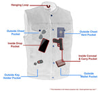 M Boss Motorcycle Apparel Apparel BOS13520 Men's Blue Snap Front Denim Club Style Vest