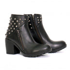 Hot Leathers Ladies 5-inch Black Studded Ankle Leather Boots with Side Zippers BTL1003