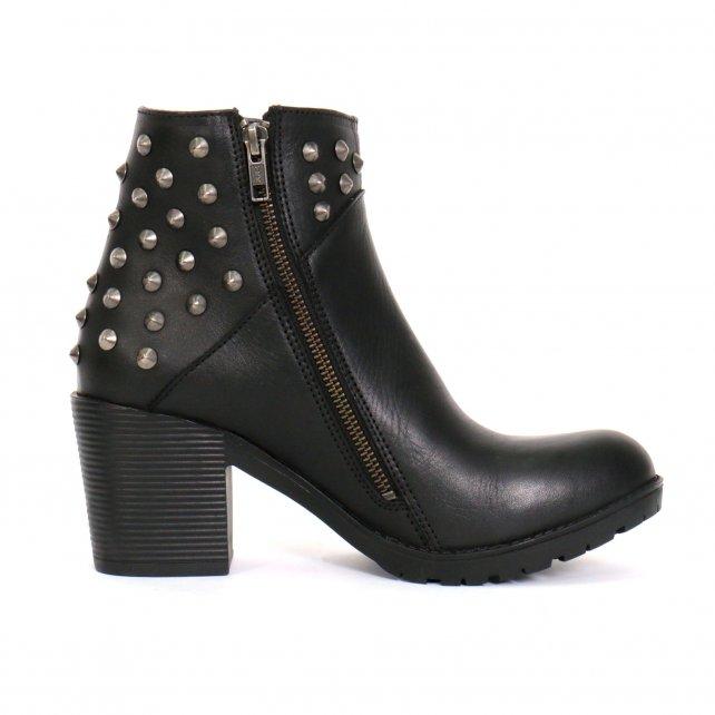 Hot Leathers Ladies 5-inch Black Studded Ankle Leather Boots with Side Zippers BTL1003