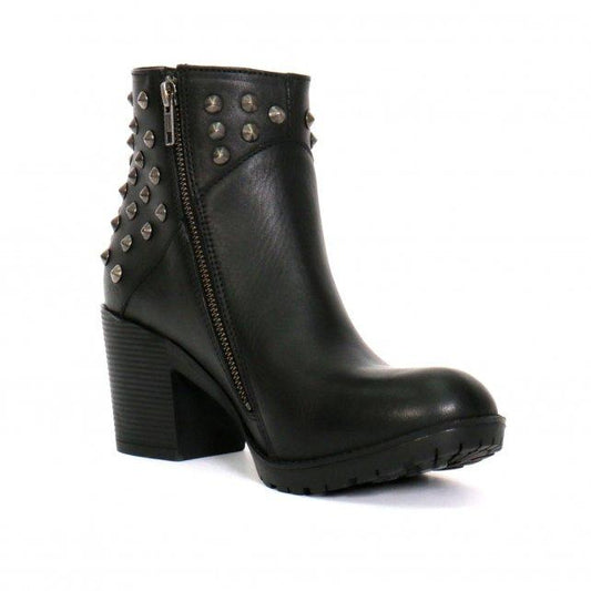 Hot Leathers Ladies 5-inch Black Studded Ankle Leather Boots with Side Zippers BTL1003