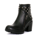 Hot Leathers Ladies 5-inch Black Studded Ankle Leather Boots with Side Zippers BTL1003