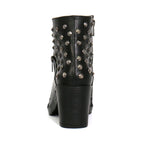 Hot Leathers Ladies 5-inch Black Studded Ankle Leather Boots with Side Zippers BTL1003