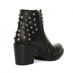 Hot Leathers Ladies 5-inch Black Studded Ankle Leather Boots with Side Zippers BTL1003