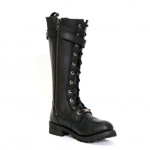 Hot Leathers BTL1005 Ladies 14-inch Black Knee-High Leather Boots with Side Zipper Entry