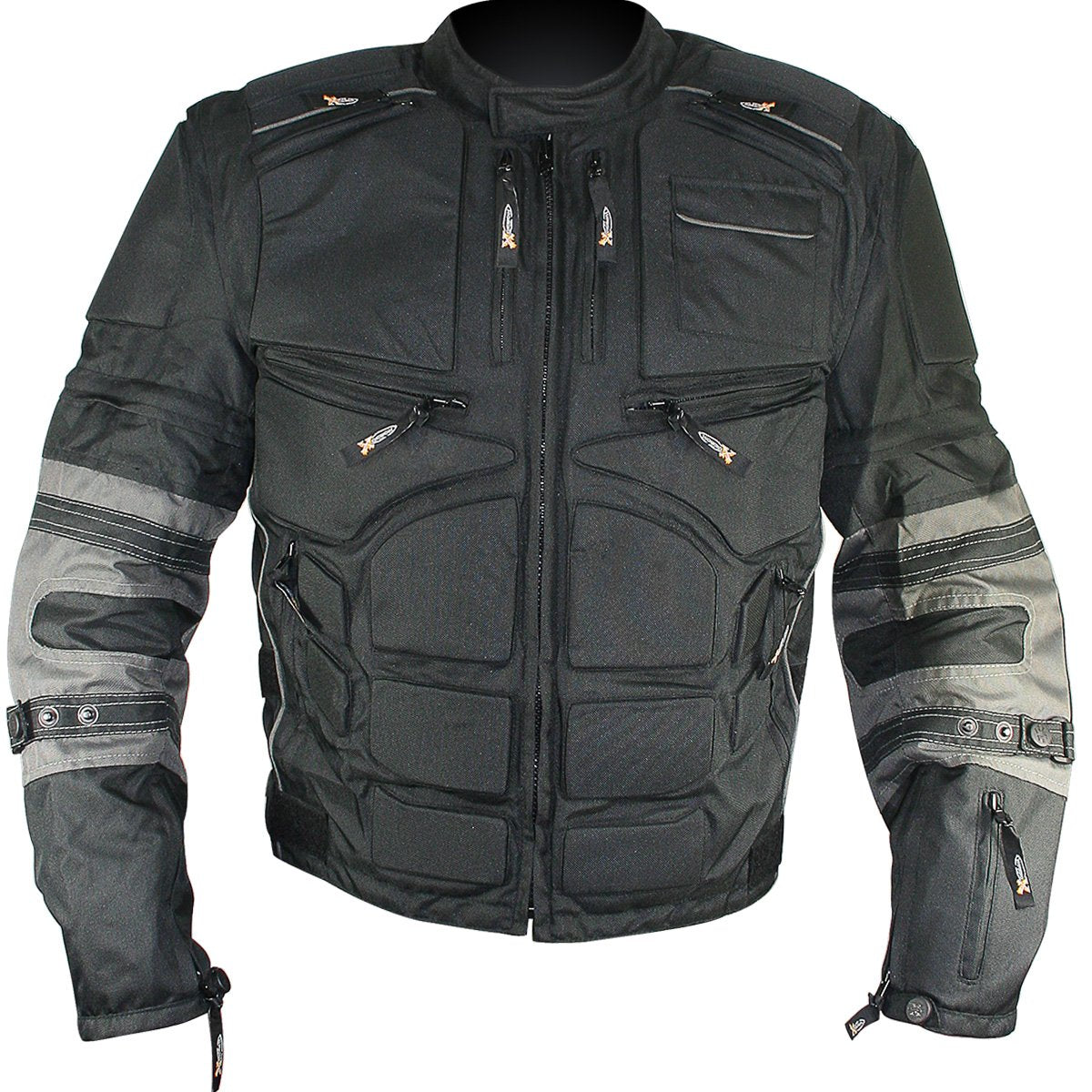 Xelement CF5050 Men's 'Morph' Black and Grey Tri-Tex Armored Jacket with Removable Sleeves