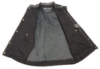 Club Vest CV3004LT Men's Blue Denim Collarless Vest with Concealed Snaps and Hidden Zipper