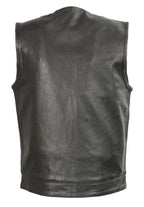Club Vest CVM3711 Men’s Black Leather Vest with Seamless Back Design