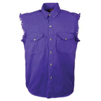 Milwaukee Performance DM1006 Men's Purple Lightweight Sleeveless Denim Shirt - Milwaukee Performance Mens Denim Shirts