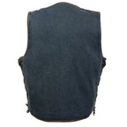 Milwaukee Performance DM1315 Men's Blue Denim Classic Side Lace Snap Front Vest - Milwaukee Performance Mens Denim Vests