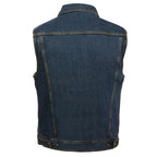 Milwaukee Performance DM1331 Men's Blue Snap Front Denim Vest with Shirt Collar - Milwaukee Performance Mens Denim Vests