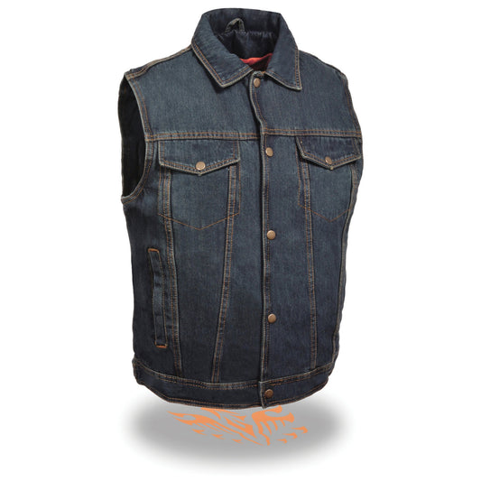 Milwaukee Leather DM4004 Men's Grey Lightweight Denim Shirt with Vintage  and Frayed Sleeveless Look - Large : : Clothing, Shoes &  Accessories