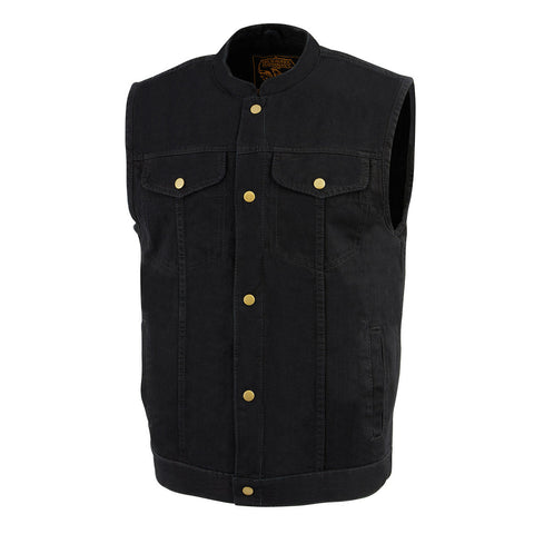 Milwaukee Leather DM2238 Men's Classic Black Denim Club Style Vest wit ...