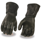 Milwaukee Leather Men's Gauntlet Motorcycle Hand Gloves- Black Deerskin Long Cuff Thermal Lined Leather Palm - G317