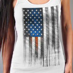 Hot Leathers GLC2482 Heartbeat Flag Ladies White Tank Top
