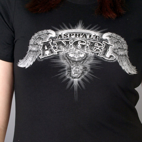 Hot Leathers GLD1040 Asphalt Angel Double Sided Print Full Cut Black T-Shirt