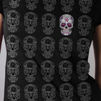 Hot Leathers GLR1519 Sugar Skull Pattern Ladies Full Cut Black T-Shirt
