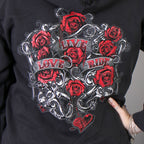 Hot Leathers GLZ4246 Ladies Black Hoodie Sweatshirt with Live, Love, Ride and Roses Artwor