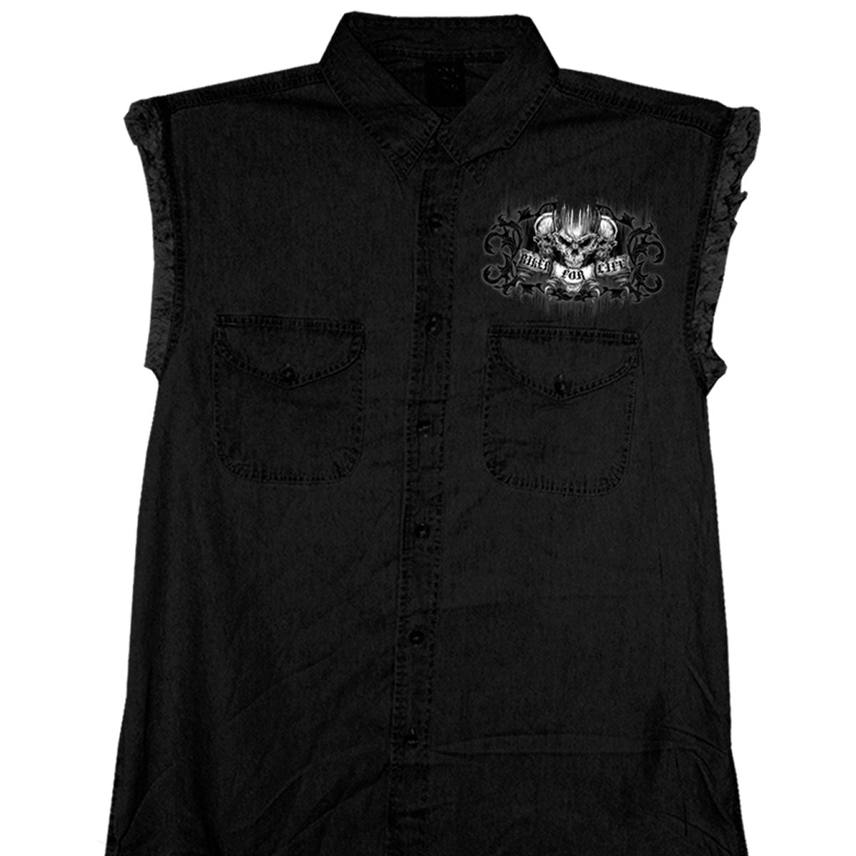 Hot Leathers Men's 'Ride Or Die' Black Cotton Flannel Shirt - Button Front - Riding/Casual/ Work Wear - GMD5015