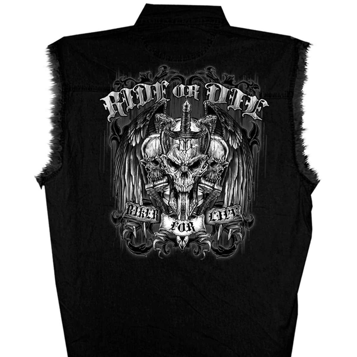 Hot Leathers Men's 'Ride Or Die' Black Cotton Flannel Shirt - Button Front - Riding/Casual/ Work Wear - GMD5015
