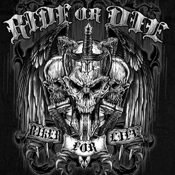 Hot Leathers Men's 'Ride Or Die' Black Cotton Flannel Shirt - Button Front - Riding/Casual/ Work Wear - GMD5015
