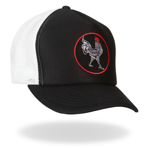 Hot Leathers GSH1012 Rooster Black and White Trucker Hat