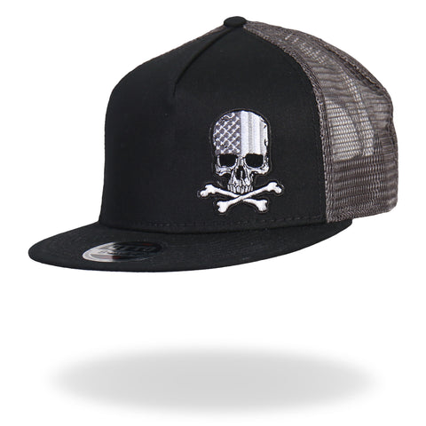 Hot Leathers GSH2004 Flag Skull Snap Back Ball Hat