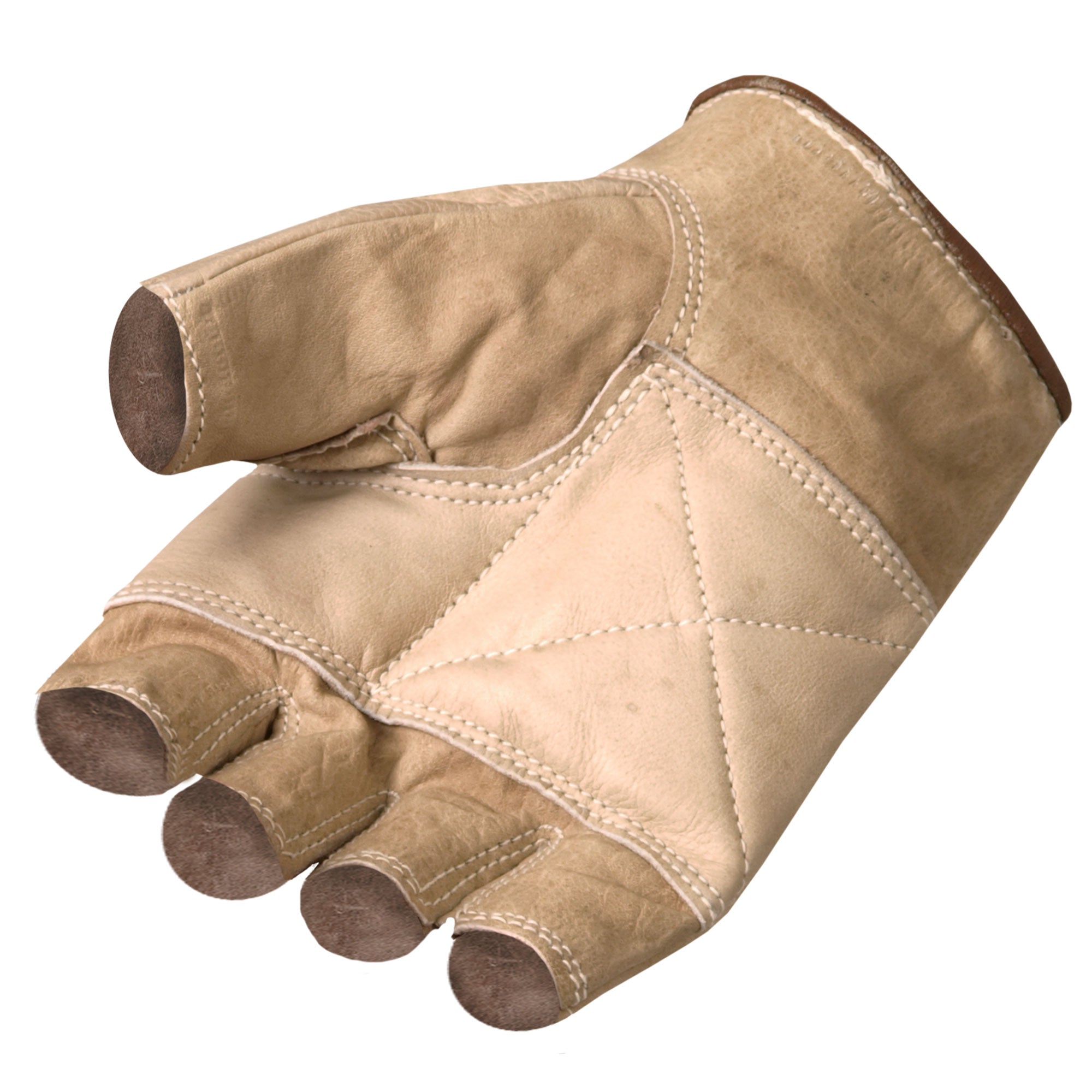 Leather fingerless gloves, brown 