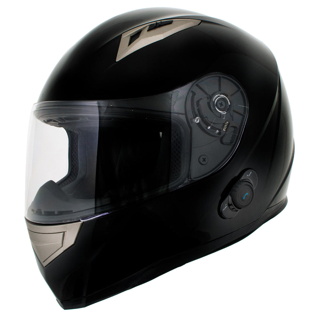 bluetooth womens motorcycle helmets Milwaukee Helmets H510 Gloss Black Chit-Chat Full Face Wireless Motorc – Hot Leathers